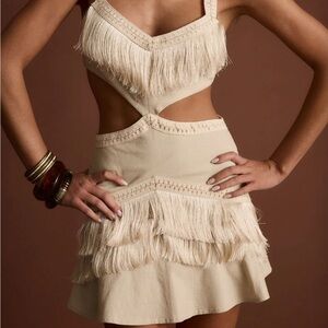 COPY - 12th Tribe Cream Fringe Mini Dress